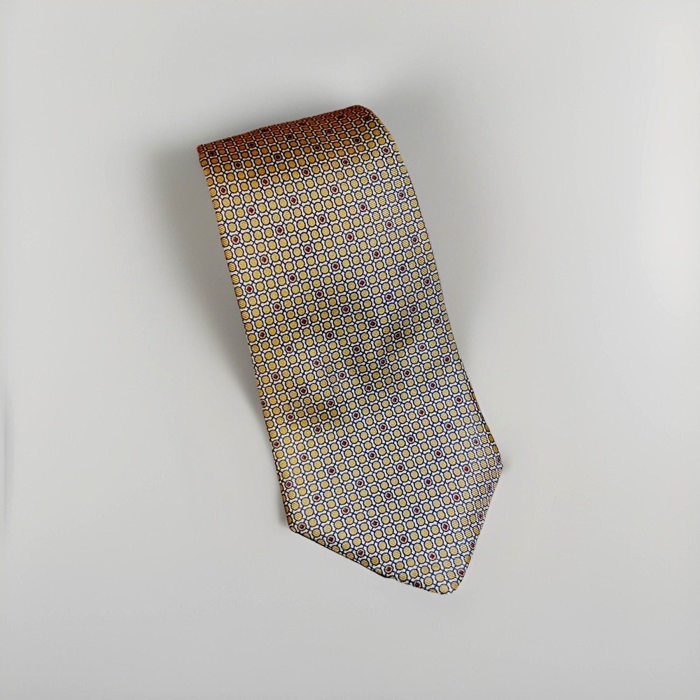 Christian Dior Neck Tie Men's Beige Silk Woven Printed Adjustable Pointed Formal